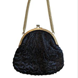 Vintage Black Beaded Handbag